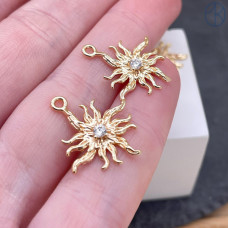 Подвеска солнце циркон, цвет золото 20х17 мм 