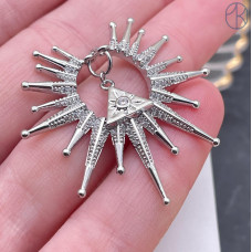 Подвеска Солнце цирконы, цвет серебро 39х38 мм