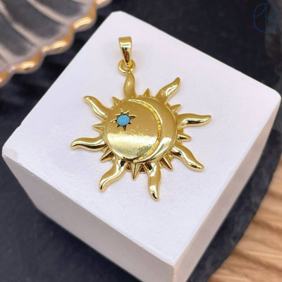 Подвеска солнце, цвет золото 28 мм