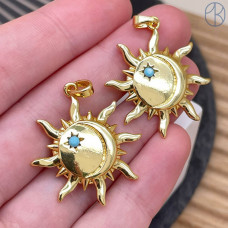 Подвеска солнце, цвет золото 28 мм