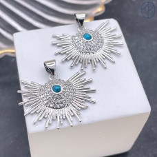 Подвеска солнце лучи цирконы, цвет серебро 20х26 мм