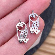 Подвеска сова, цвет серебро 12 мм