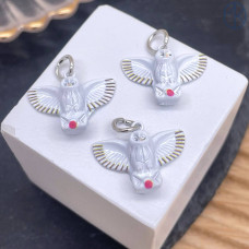 Подвеска сова эмаль, цвет серебро 15 мм 