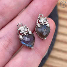 Подвеска сова лабрадор, цвет серебро 14 мм