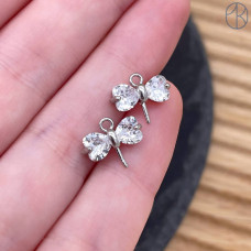 Подвеска стрекоза цирконы, цвет серебро 10 мм 