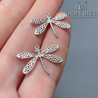Подвеска стрекоза, цвет серебро 22х15 мм