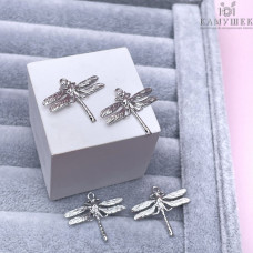 Подвеска стрекоза, цвет серебро 22х25 мм