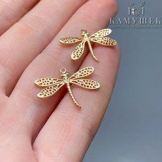 Подвеска стрекоза, цвет золото 22х15 мм
