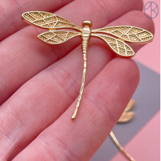 Подвеска стрекоза, цвет золото 37х43 мм 