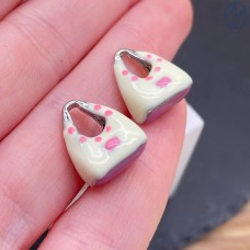 Подвеска сумка розовая эмаль, цвет серебро 16 мм