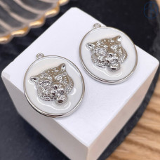 Подвеска тигр белая эмаль, цвет серебро 23 мм