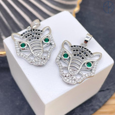 Подвеска тигр цирконы, цвет серебро 24х20 мм 