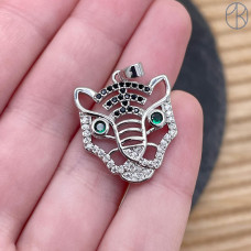 Подвеска тигр цирконы, цвет серебро 24х20 мм 