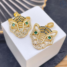 Подвеска тигр цирконы, цвет золото 24х20 мм 