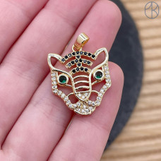 Подвеска тигр цирконы, цвет золото 24х20 мм 