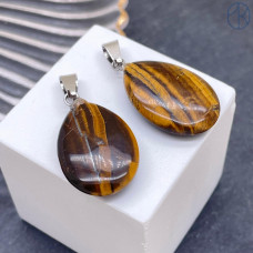 Подвеска Тигровый глаз, цвет цвет серебро 23х16 мм