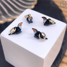 Подвеска Тукан эмаль, цвет золото 14 мм 