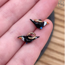 Подвеска Тукан эмаль, цвет золото 14 мм 