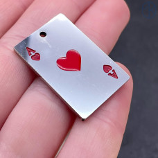 Подвеска туз червей сталь 29х20 мм, цвет серебро Подвеска туз червей сталь 29х20 мм, цвет серебро