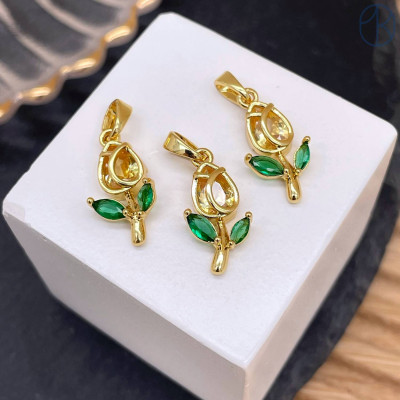 Подвеска тюльпан цирконы, цвет золото 18 мм