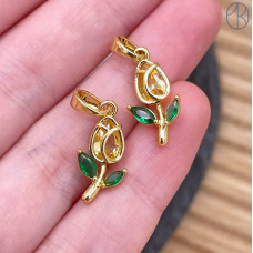 Подвеска тюльпан цирконы, цвет золото 18 мм