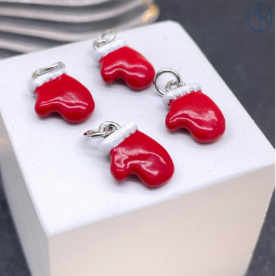 Подвеска варежка, цвет серебро 12х9 мм 