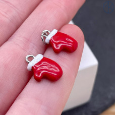 Подвеска варежка, цвет серебро 12х9 мм 