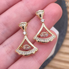 Подвеска веер цирконы, цвет золото 21 мм 