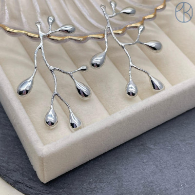 Подвеска ветка, цвет серебро 50x30 мм