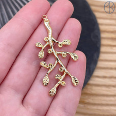 Подвеска ветка, цвет золото 46 мм 