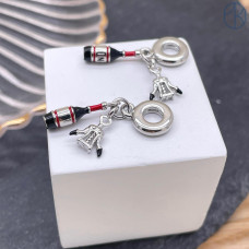 Подвеска вино и штопор, цвет серебро 18 мм 