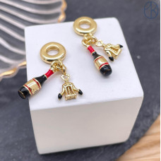 Подвеска вино и штопор, цвет золото 18 мм 