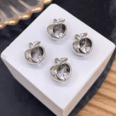 Подвеска яблоко циркон, цвет серебро 11 мм 