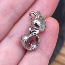 Подвеска яблоко циркон, цвет серебро 11 мм 