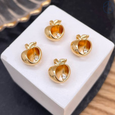 Подвеска яблоко циркон, цвет золото 11 мм 