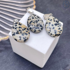 Подвеска Яшма далматиновая, цвет серебро 23х16 мм