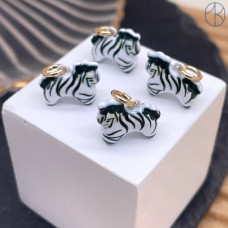 Подвеска зебра эмаль, цвет золото 12 мм
