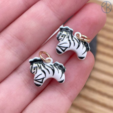 Подвеска зебра эмаль, цвет золото 12 мм