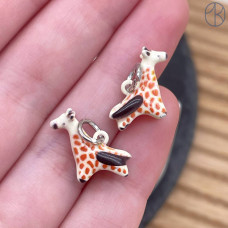 Подвеска жираф эмаль, цвет серебро 14 мм