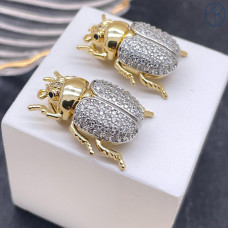 Подвеска жук цирконы, цвет биколор 23х18 мм