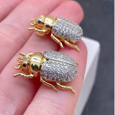 Подвеска жук цирконы, цвет биколор 23х18 мм