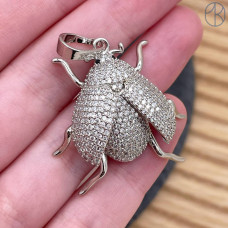 Подвеска жук цирконы, цвет серебро 32 мм Подвеска жук цирконы, цвет серебро 32 мм