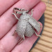 Подвеска жук цирконы, цвет серебро 32 мм