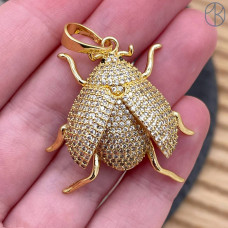 Подвеска жук цирконы, цвет золото 32 мм Подвеска жук цирконы, цвет золото 32 мм