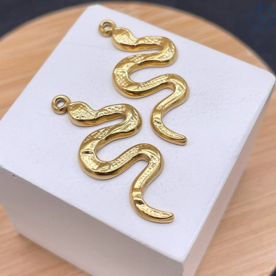 Подвеска змея сталь 28 мм, цвет золото 18К