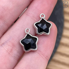 Подвеска звезда агат черный, цвет серебро 12 мм