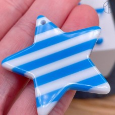 Подвеска звезда бело-голубая 34 мм