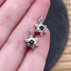 Подвеска звезда черный циркон, цвет серебро 9 мм 
