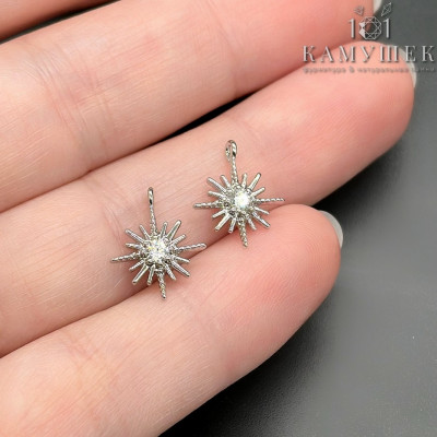 Подвеска Звезда циркон, цвет серебро 13х10 мм