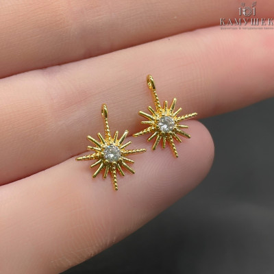 Подвеска Звезда циркон, цвет золото 13х10 мм